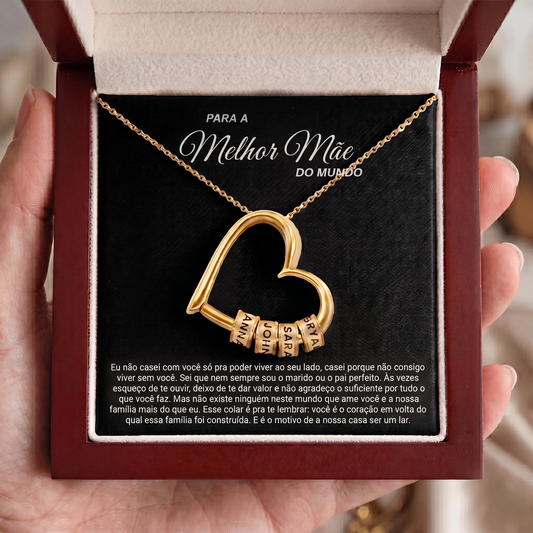 Colar Coração da Família com Gravação Personalizada