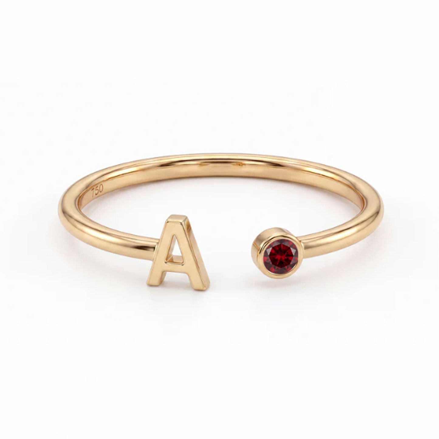 Anel Ajustável com Inicial Personalizável e Pedra de Nascimento