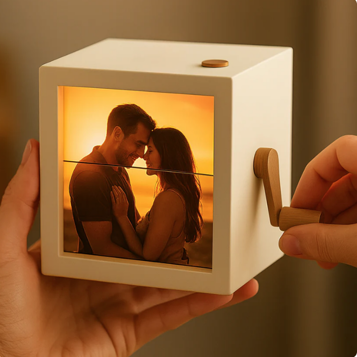 Caixa de Fotos Iluminada com LED – Exiba Suas Memórias com Luz Suave