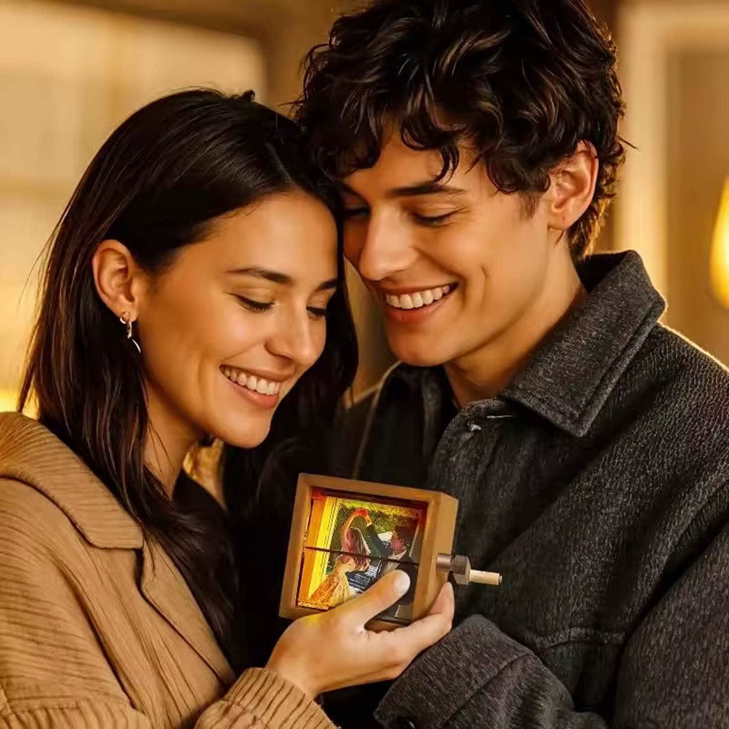 Caixa de Fotos Iluminada com LED – Exiba Suas Memórias com Luz Suave